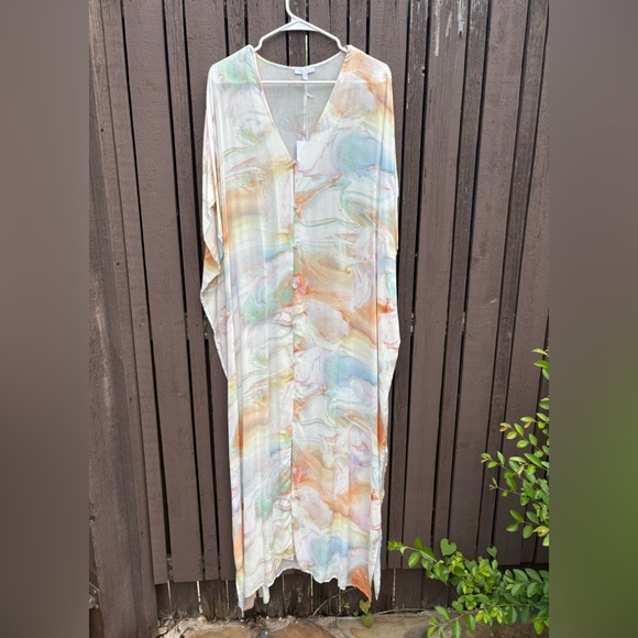 Calme by Johnny Was Marble Kaftan Dress Cover Up Cotton & Silk blend, size L/XL - Picture 7 of 9